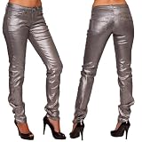 Long Sexy Metallic Shimmer Five Pocket Low Rise Urban Style Skinny Fit Jeans Pants