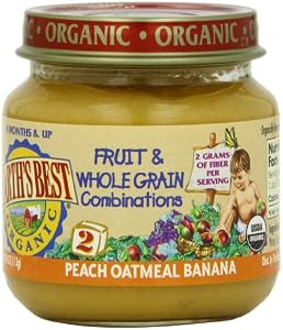 Earth's Best Organic 2nd Fruit and Whole Grain Combo, (Peach, Oatmeal, Banana), 4 Ounce Jars (Pack of 12)