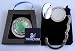 1 Green & 12 small clear Swarovski Crystal, FOLDING Purse Hook with MIRROR inside top, Black Velvet 