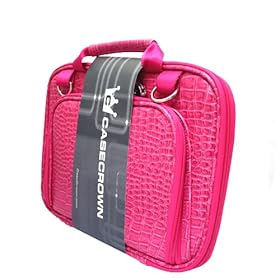 Dell Inspiron Mini 10 CaseCrown Double Memory Foam Netbook Case with Shoulder Strap (Spicy Pink Faux Alligator Skin)