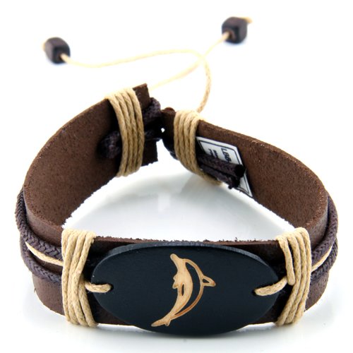 Leather Bracelet with Dolphin