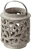 Aged Terra Cotta Candle Lantern with Glass Insert