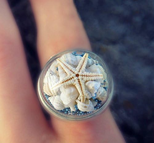 Beach Ring, Sea Ring, Sea Shell Ring, Mermaid Ring, Starfish Ring, Seashell Ring, Terrarium ring, Crystal ball ring, Glass globe ring