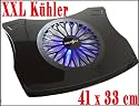 Notebook Laptop K&uuml;hler f&uuml;r 17" - 19" Notebook Laptop (41cm x 33cm) XXL K&uuml;hler mit Blau LED ***(Schwarz)***