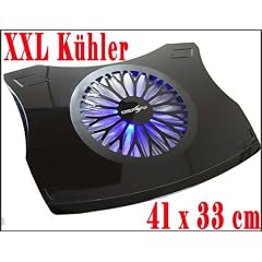 Notebook Laptop K�hler f�r 17" - 19" Notebook Laptop (41cm x 33cm) XXL K�hler mit Blau LED ***(Schwarz)***