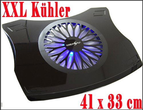 Produkt-Bild: Notebook Laptop K&uuml;hler f&uuml;r 17" - 19" Notebook Laptop (41cm x 33cm) XXL K&uuml;hler mit Blau LED ***(Schwarz)***