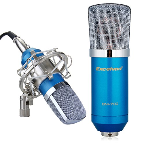 Excelvan® Condenser Sound Recording Microphone + Mic Shock Mount, Ideal for radio broadcasting studio, voice-over sound studio, recording and so on(Blue) Excelvan® Condenser Sound Recording Microphone + Mic Shock Mount, Ideal for radio broadcasting studio, voice-over sound studio, recording and so on(Blue)