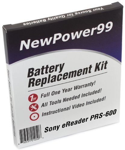 Battery Replacement Kit for Sony PRS-600 with Installation Video, Tools, and Extended Life Battery