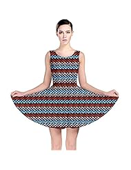 Stretchy General Print Linen/Polyester/Spandex Skater Dress 