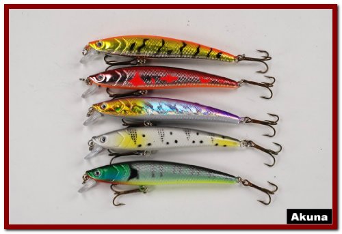 Lot of 5 Shallow Diving 4.3 Fishing Lure Minnow Crankbaits for Northern Pike, Walleye, and Largemouth Bass