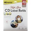 MEMOREX 00415 CD/DVD LABELS (20 PK; WHITE PHOTO GLOSS)