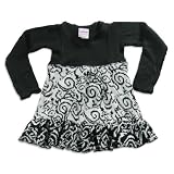 Mish - Girls Long Sleeve Knit Dress, Black, White