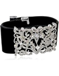 Betsey Johnson "Stone & Pearl" Crystal Velvet Bracelet, 7.5"
