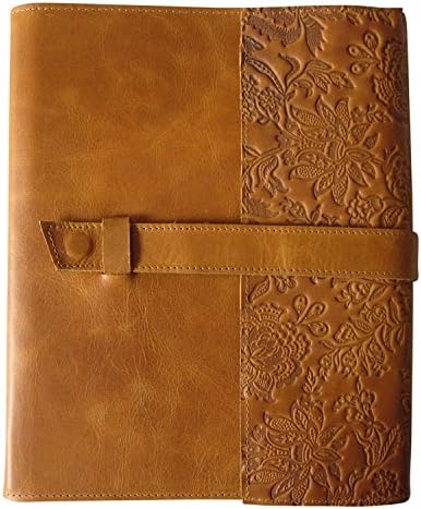 Leather Journal, Handmade, Refillable, LARGE Notebook, Gift for Men and Women, 10 X 8.5 X 1.5 Inches (Honey Embossed)