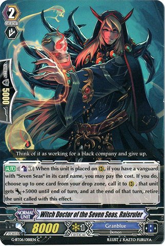 Cardfight!! Vanguard TCG - Witch Doctor of the Seven Seas, Raisruler (G-BT06/088EN) - G Booster Set 6: Transcension of Blade and Blossom