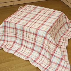 【ピンク】こたつ中掛け毛布 正方形185x185cm チェック柄 とっても軽いフリース素材 こたつをもっと暖かに省エネ。こたつカバー・ソファーカバーにもOK。