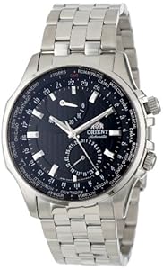Orient Men's CFA05001B World Time 100m Sapphire Crystal with Carbon Fiber Dial Black Watch