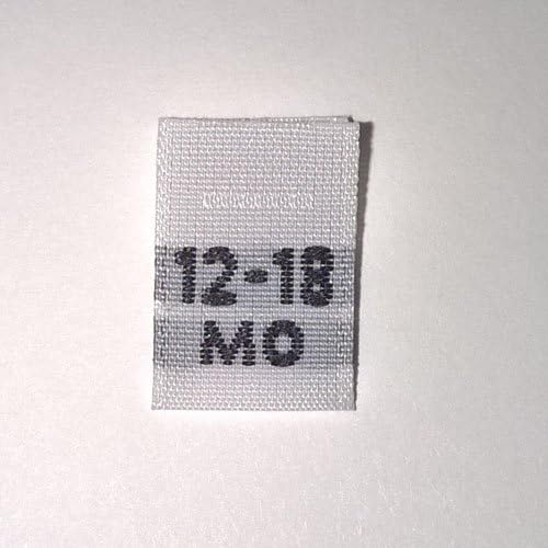 12-18 mo (Twelve to Eighteen Months) Clothing Size Labels (Package of 50)