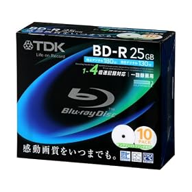 TDK �^��p�u���[���C�f�B�X�N 25GB BD-R(1��^��p) 4X �z���C�g���C�h�v�����^�u��