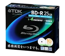 TDK 録画用ブルーレイディスク 25GB BD-R(1回録画用) 4X ホワイトワイドプリンタブル 5mmケース 10枚パック BRV25PWB10S
