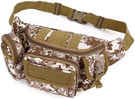 Multiple Pocket Utility Waist Pack Tactical Waist Bag Fanny Pack Adjustable Strap Hip Pack Bumbag (Desert Camouflage)