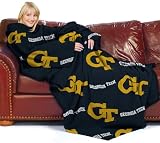 Georgia Tech Yellowjackets Adult Comfy Throw Blanket with Sleeves