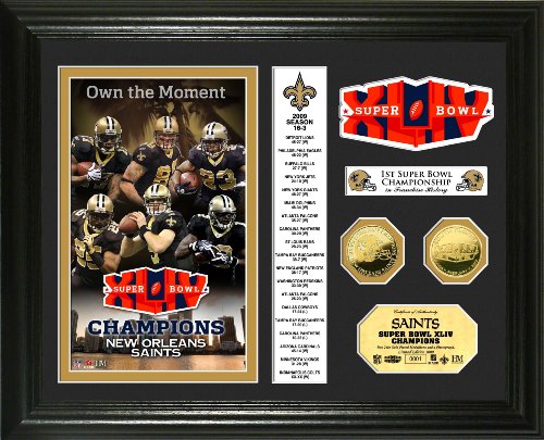 New Orleans Saints Super Bowl XLIV Champs 24KT Gold Coin Banner Photo Mint