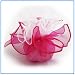 12x Designer Organza Gift Bags for Weddings & Party Favors - 11 inch square - Fusia Pink and White