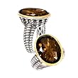 925 Silver & Smoky Quartz Large Oval Ring with 14k Gold Accents- Sizes 6-8