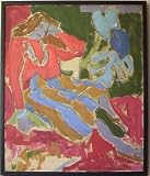 Purple Woman in Skirt, 1965 Original Oil Painting By Carmel Artist Victor Di Gesu - Framed Artwork