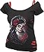 Spiral - Womens - DAY OF THE DEAD - 2in1 Red Ripped Top Black