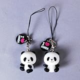 I Love Panda Figure Mobile Cell Phone Strap 2pcs
