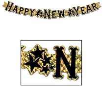 Prismatic Happy New Year Streamer (gold) Party Accessory  (1 count) (1/Pkg)
