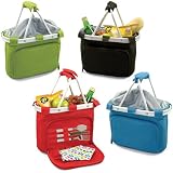 Picnic Time Metro Uno Collapsible, Insulated Basket w/ Aluminum Frame & Service For 1 (Lime/Gray)