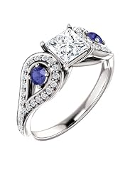 10K White Gold Round Cut Diamond and Tanzanite Ring -- LIFETIME WARRANTY