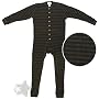 Gray and Black Striped Thermal Union Suit for Men