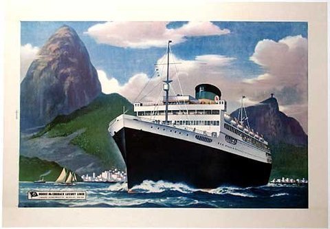 1948 Moore McCormack Shipping Original Antique American Vintage Ocean Liner Advertiising Travel Poster
