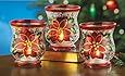 Christmas Poinsettia Candle Holders - Set Of 3