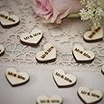 Ginger Ray Vintage Affair Mr. & Mrs. Wooden Heart Rustic Table Party Confetti Scatter, Brown