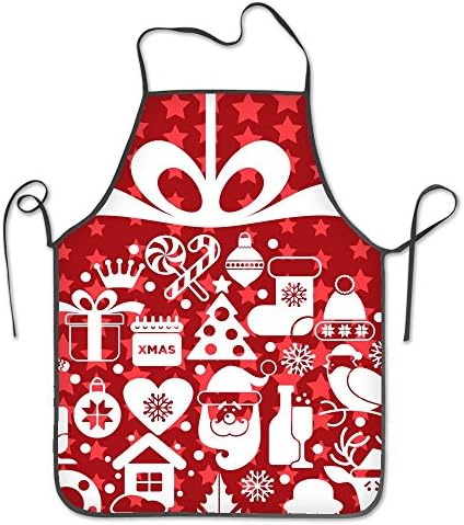Christmas Reindeer Mistletoe and Holly Kitchen Overlock Apron
