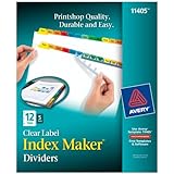 Avery Clear Label Dividers with Multi Color Tabs, 12 Tabs, 5 Sets of 12 Tabs per Box (11405)