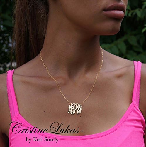 14k Yellow Gold-filled -Personalized Script Initials Necklace (2" Monogram)