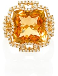 Diamond and Citrine 18k Yellow Gold Ring