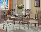 5 PC Metal and Glass Dinette Set Table And 4 Chairs