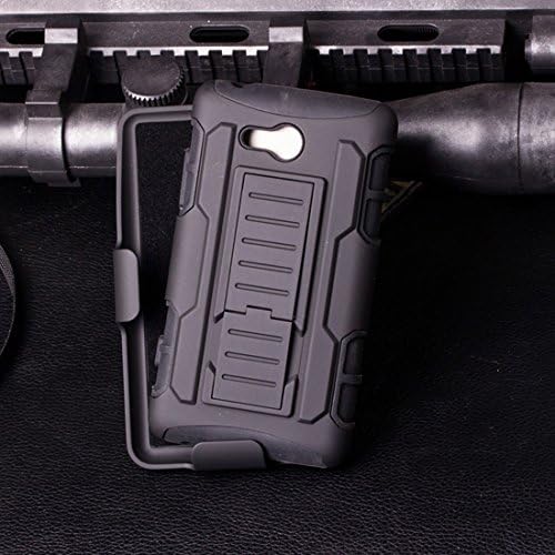 Nokia Lumia 820 Case (Black), Heavy Duty Shockproof Impact Rugged Combo Armor Case Hard Cover with Kickstand and Rotating Swivel Belt Clip Holster