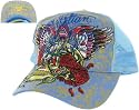 CHRISTIAN AUDIGIER Ed Hardy SMET Unisex Mens Womens Skull Roses Wings Tattoo Trucker Hat Cap Blue
