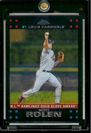 2007 Topps Chrome #259 Scott Rolen St. Louis Cardinals Gold Glove Award Winners Baseball Card - Mint Condition - Shipped In Protective Display Case !