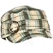 New Light Cotton Plaid Cadet Military Cabby Cap Hat Black