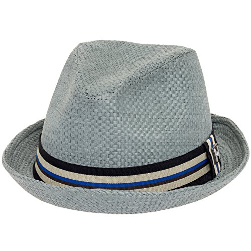 Peter Grimm Depp Fedora Hat w/ Striped Brim Size (Charcoal, S/M)
