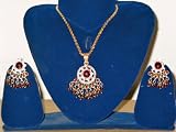 51sy62BqTbL. SL160  Romantic Gifts polki Round Necklace Set Gold Plated with Emeralds and Rubies (Brand New)